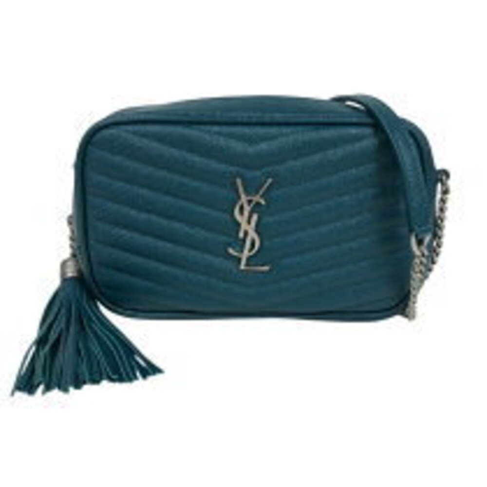 Saint Laurent Lou Shoulder Bag green silver grained calfskin